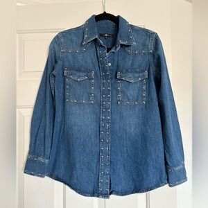 7 For All Mankind Studded Blue Button Down Shirt